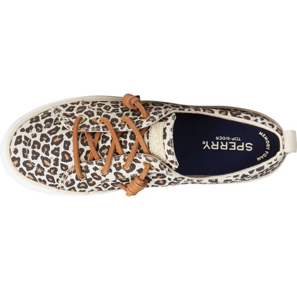 Women's Sperry Top-Sider Crest Vibe Animal Print Textile Sneaker Tan/Black 8 - Picture 2 of 11